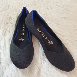 Like New Used Rothy's Sz 5.5 Black Round Toe Slip-On Flats